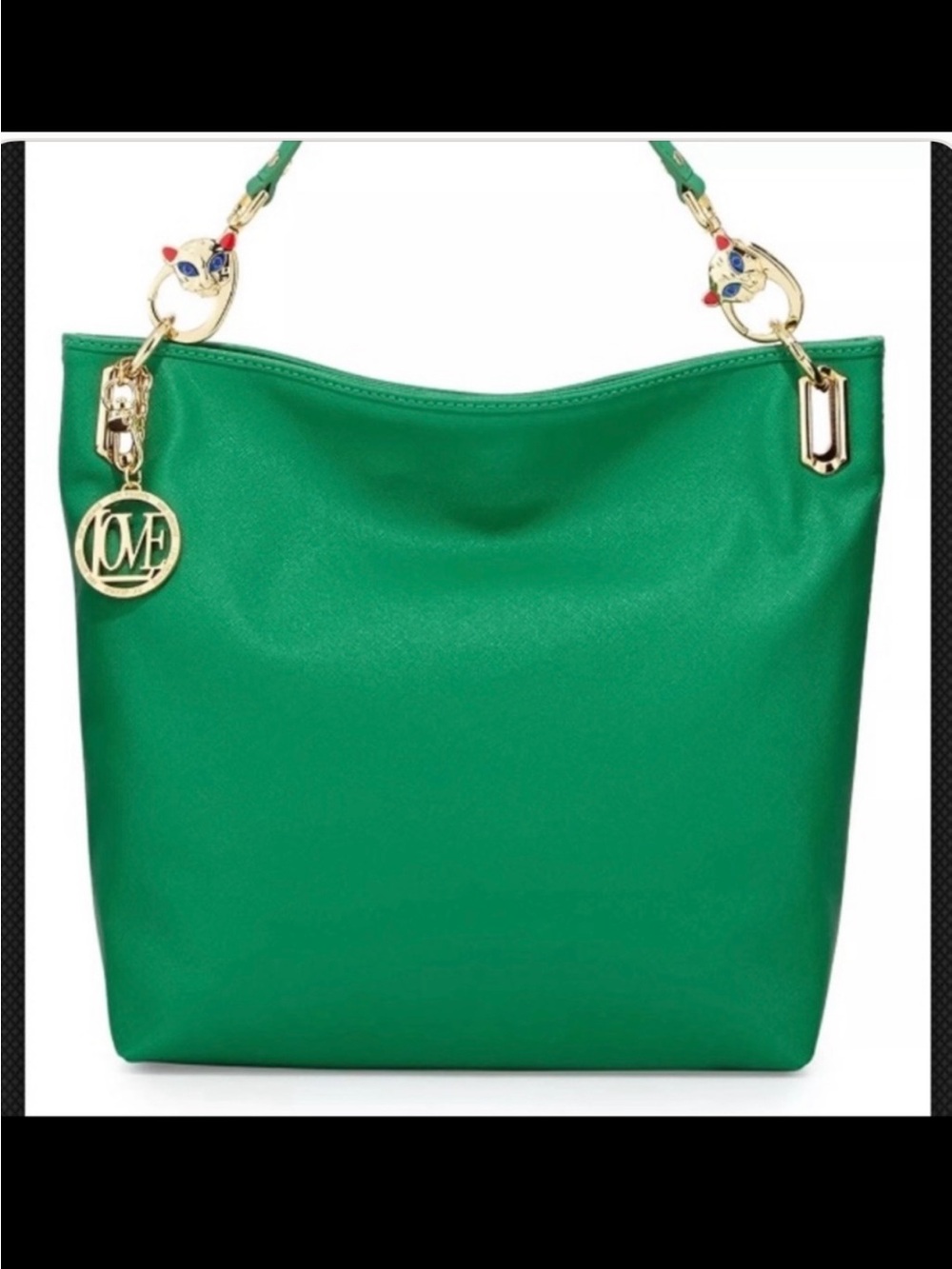 Love Moschino Green Cat Handle Tote Purse Bag - Picture 4 of 6